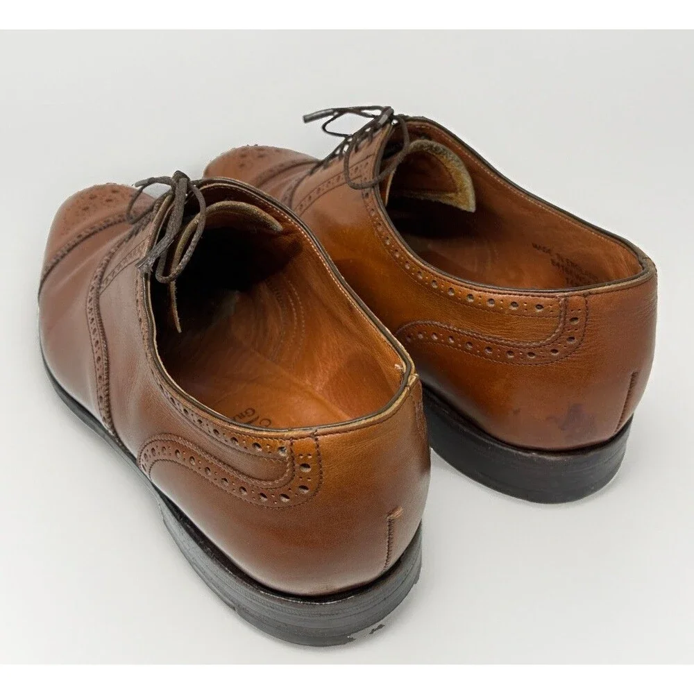 Barker tan leather derby brogue lace up shoes mens size 9.5 made in England